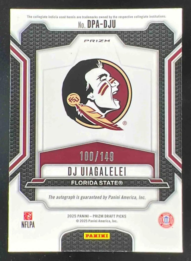 2025 Panini Prizm Draft Autographs Blue Ice Prizm #34 DJ Uiagalelei Auto /149 - Image 2