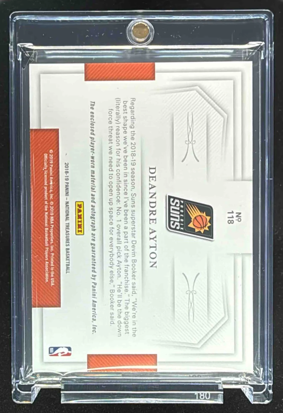2018 National Treasures Rookie Patch Horizontal #118 Deandre Ayton RC Auto /49 - Image 2