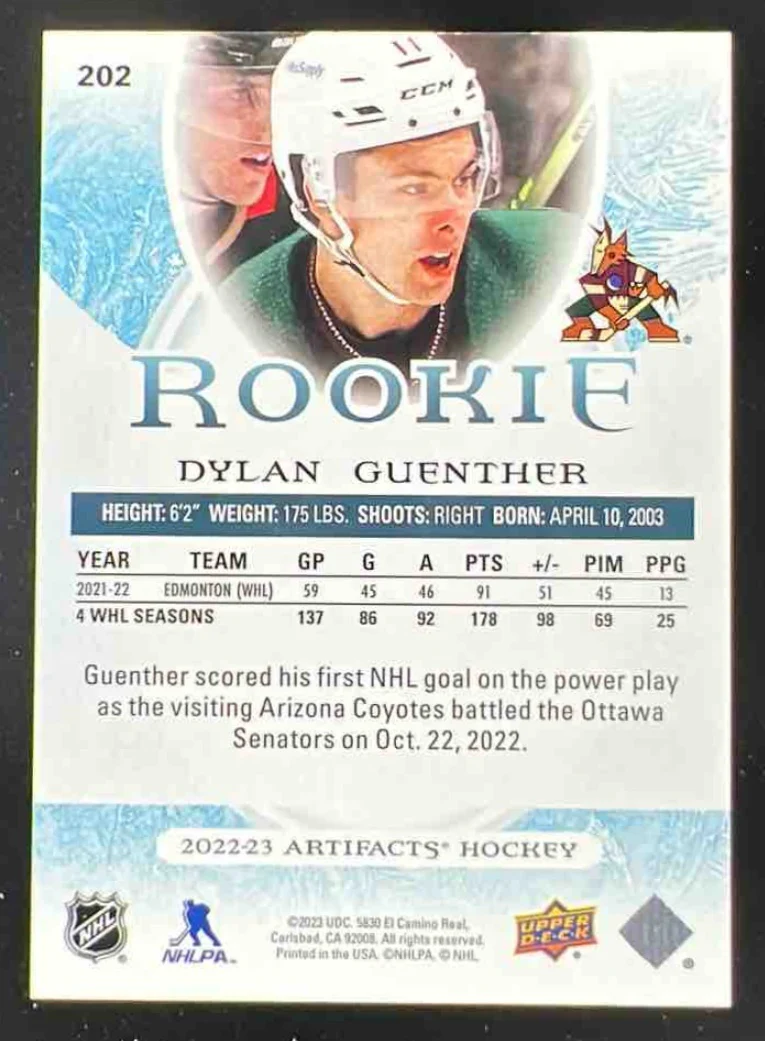2022-23 Upper Deck Artifacts #202 Dylan Guenther Rookie RC - Image 2