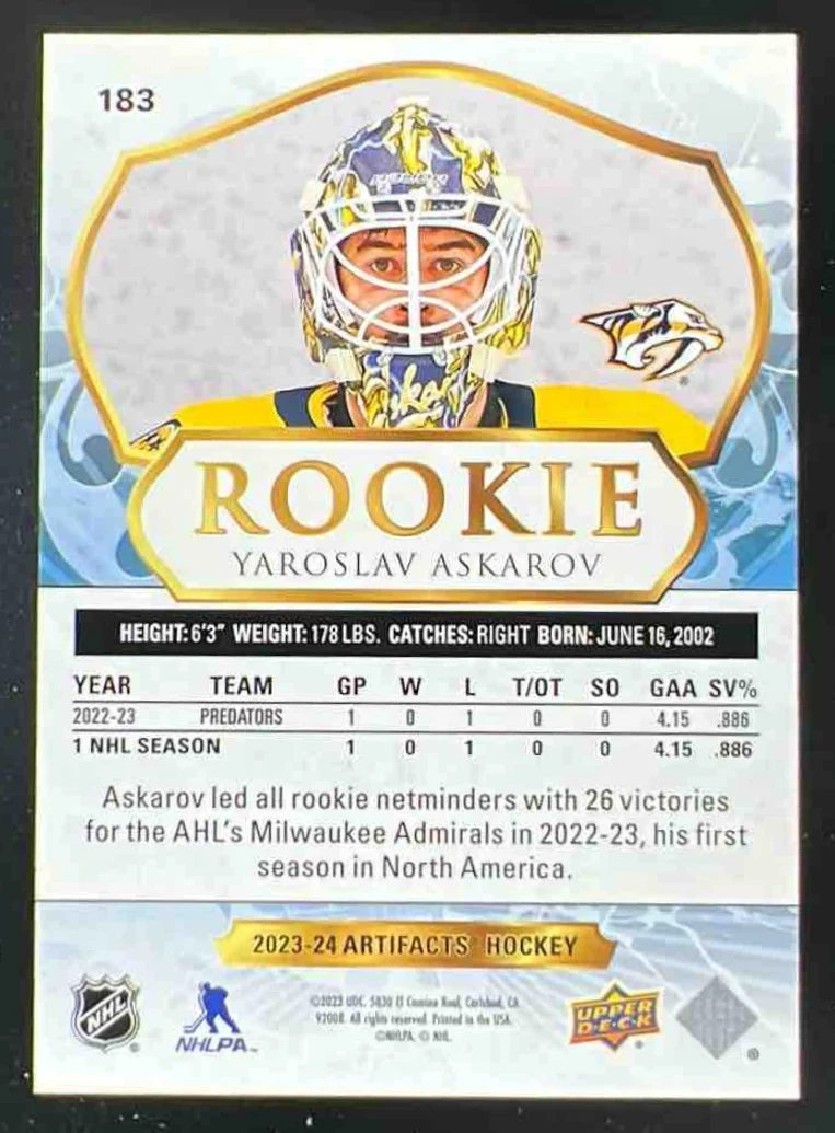 2023-24 Upper Deck Artifacts Emerald #183 Yaroslav Askarov RC /99 - Image 2
