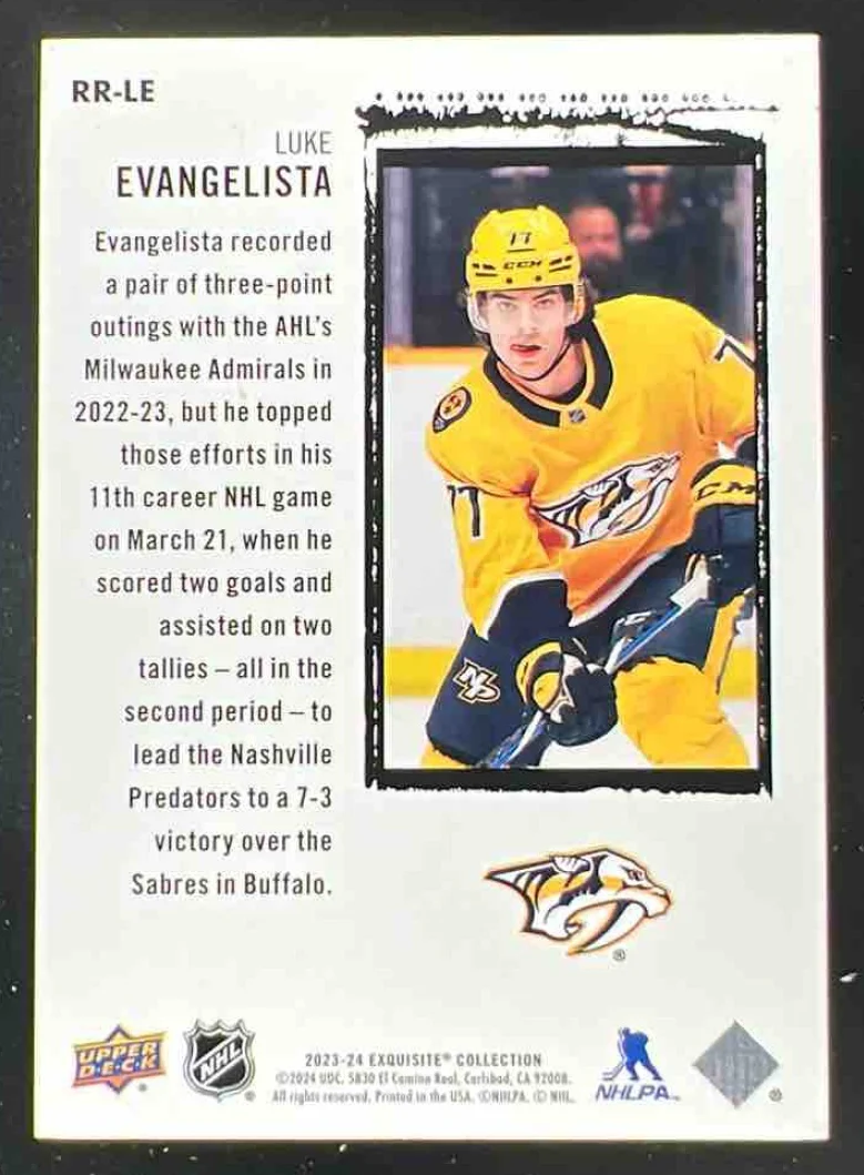 2023 Black Diamond Exquisite Collection Retro Rookies Luke Evangelista RC /299 - Image 2