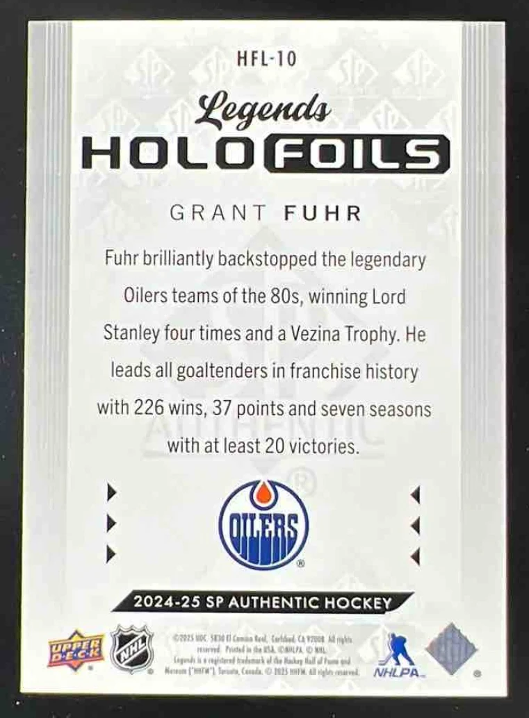 2024-25 Upper Deck SP Authentic Holofoil Legends #HFL-10 Grant Fuhr - Image 2