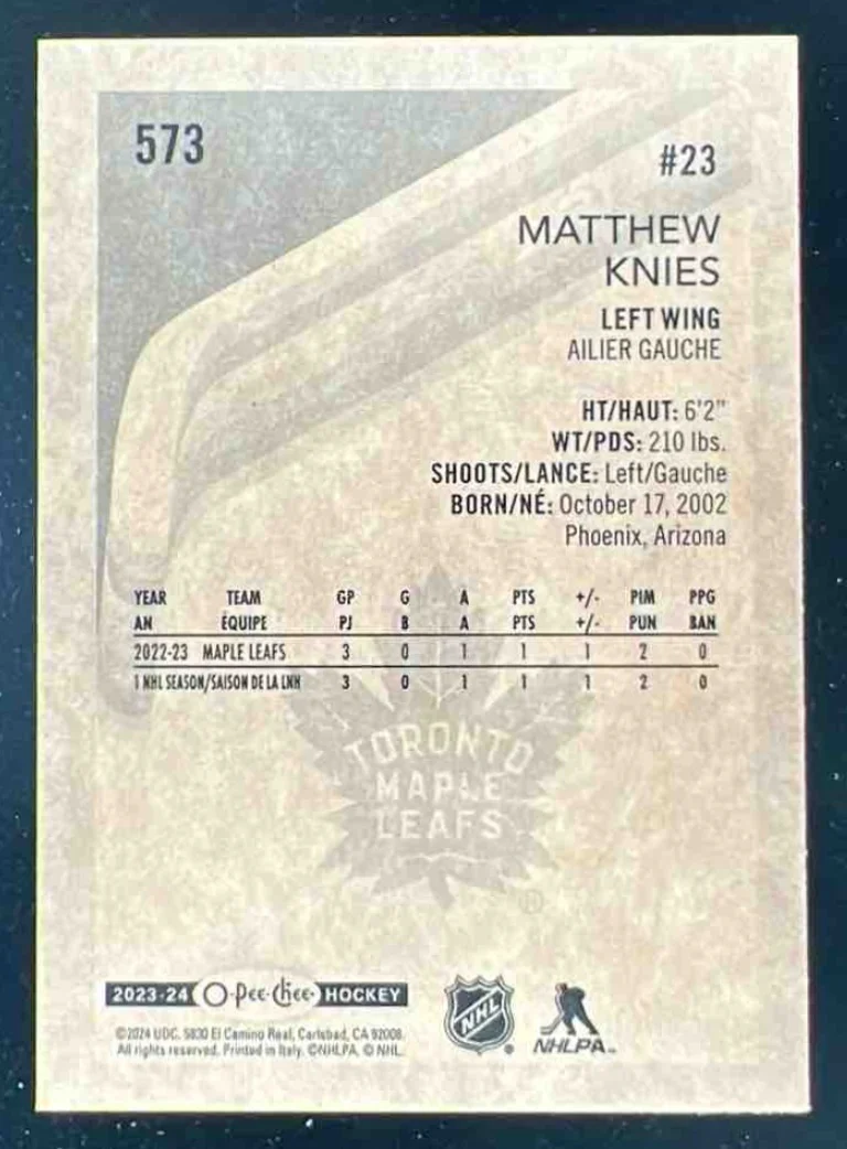 2023 O-Pee-Chee Retro #573 Matthew Knies RC - Image 2