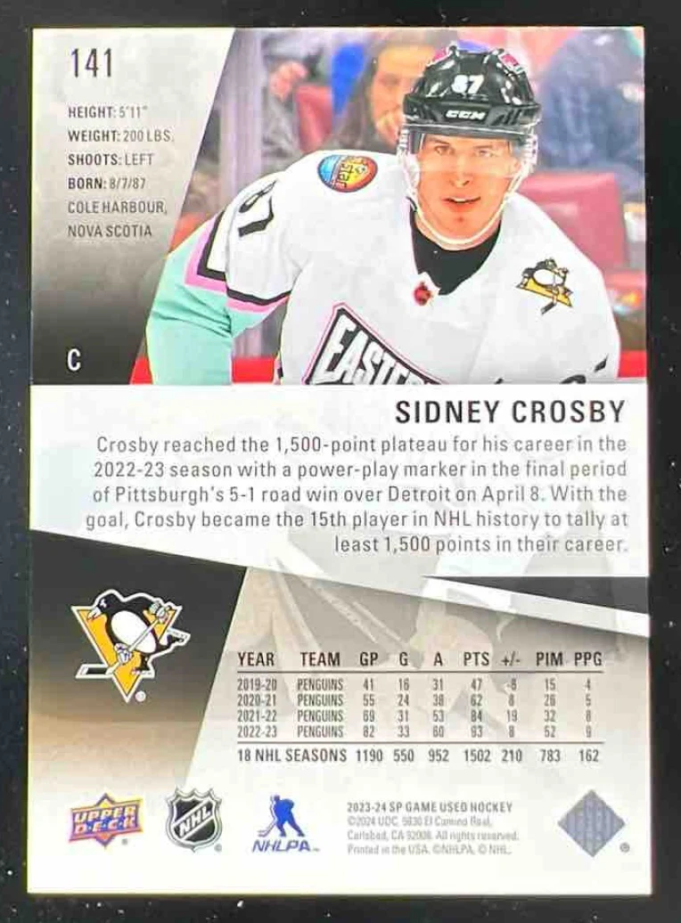 2023-24 Upper Deck SP Game Used Gold #141 Sidney Crosby /105 - Image 2
