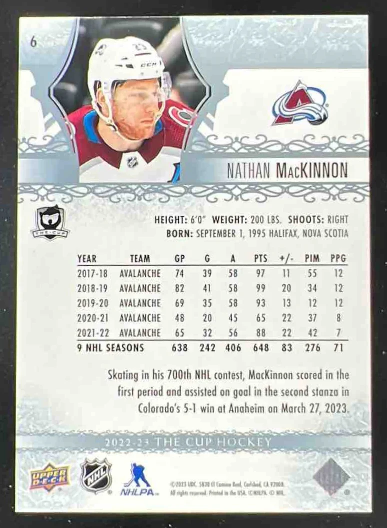 2022-23 Upper Deck The Cup #6 Nathan MacKinnon /249 - Image 2