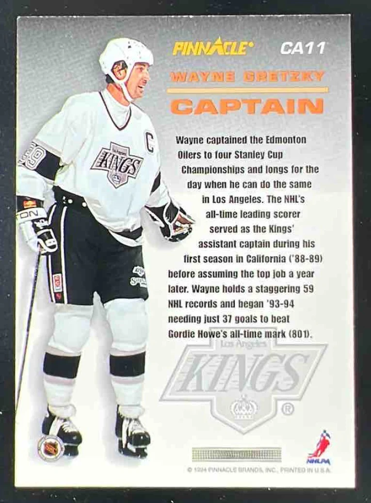 1993 Pinnacle Captains #CA11 Wayne Gretzky - Image 2