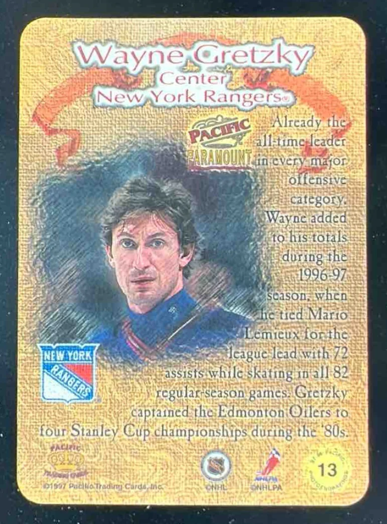 1997-98 Pacific Paramount Photoengravings #13 Wayne Gretzky - Image 2