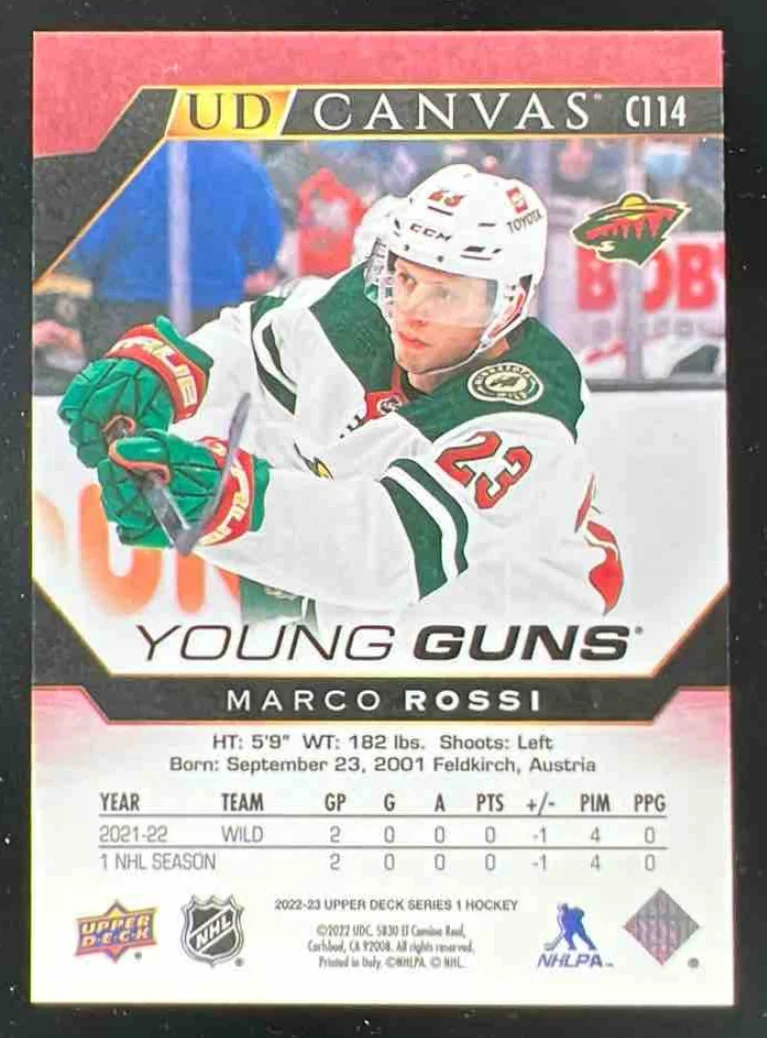 2022-23 Upper Deck UD Canvas #C114 Marco Rossi Young Guns RC - Image 2