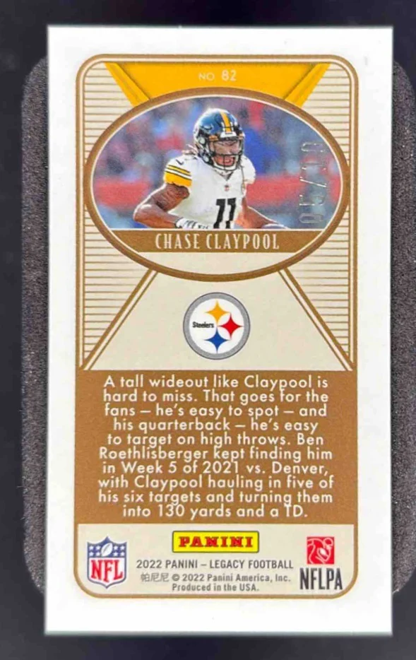 2022 Panini Legacy Premium Mini Yellow Diamond #82 Chase Claypool /10 - Image 2