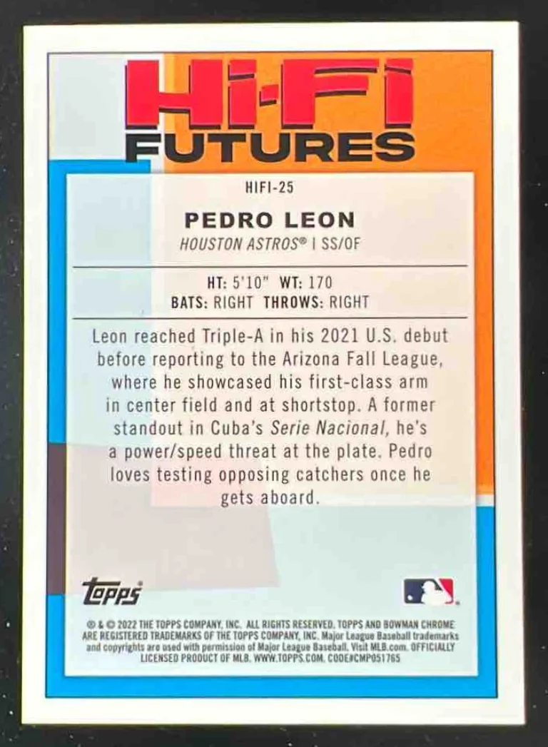 2022 Bowman Hi-Fi Futures Chrome Red Refractor #HIFI-25 Pedro Leon /5 - Image 2