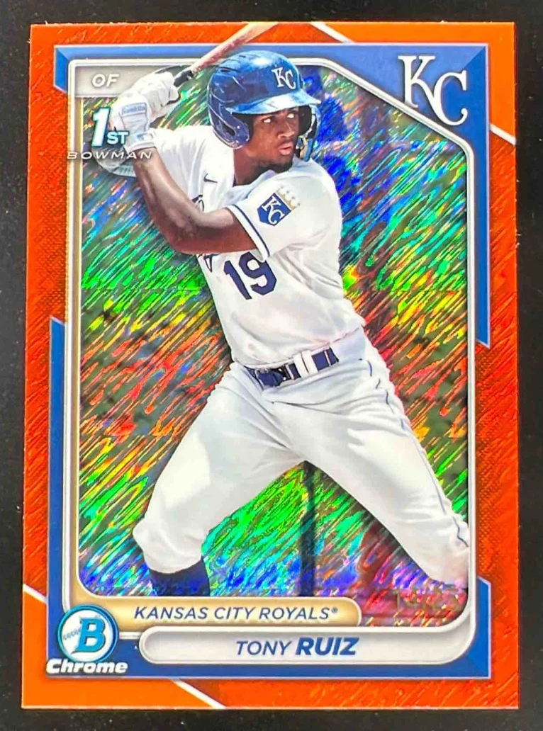2024 Bowman Chrome Prospects Orange Shimmer Refractors #BCP-80 Tony Ruiz RC /25