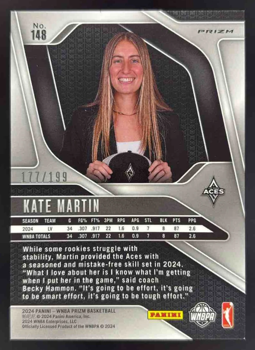 2024 Panini WNBA Prizm Blue Prizm #148 Kate Martin RC /199 - Image 2