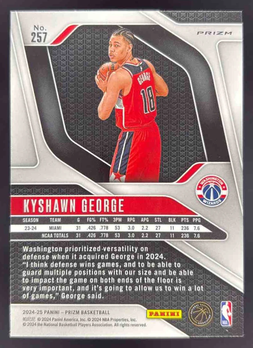 2024-25 Panini Prizm Silver Prizm #257 Kyshawn George RC - Image 2