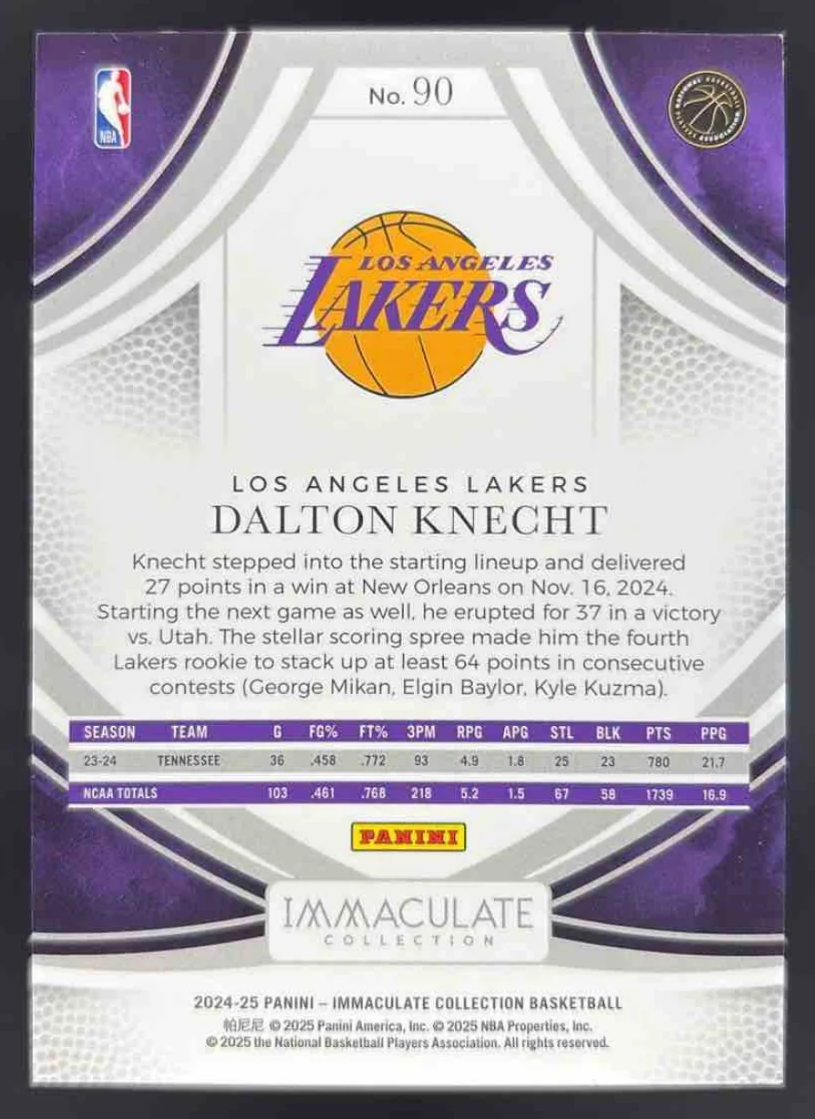 2024-25 Panini Immaculate Collection Action #90 Dalton Knecht RC /99 - Image 2