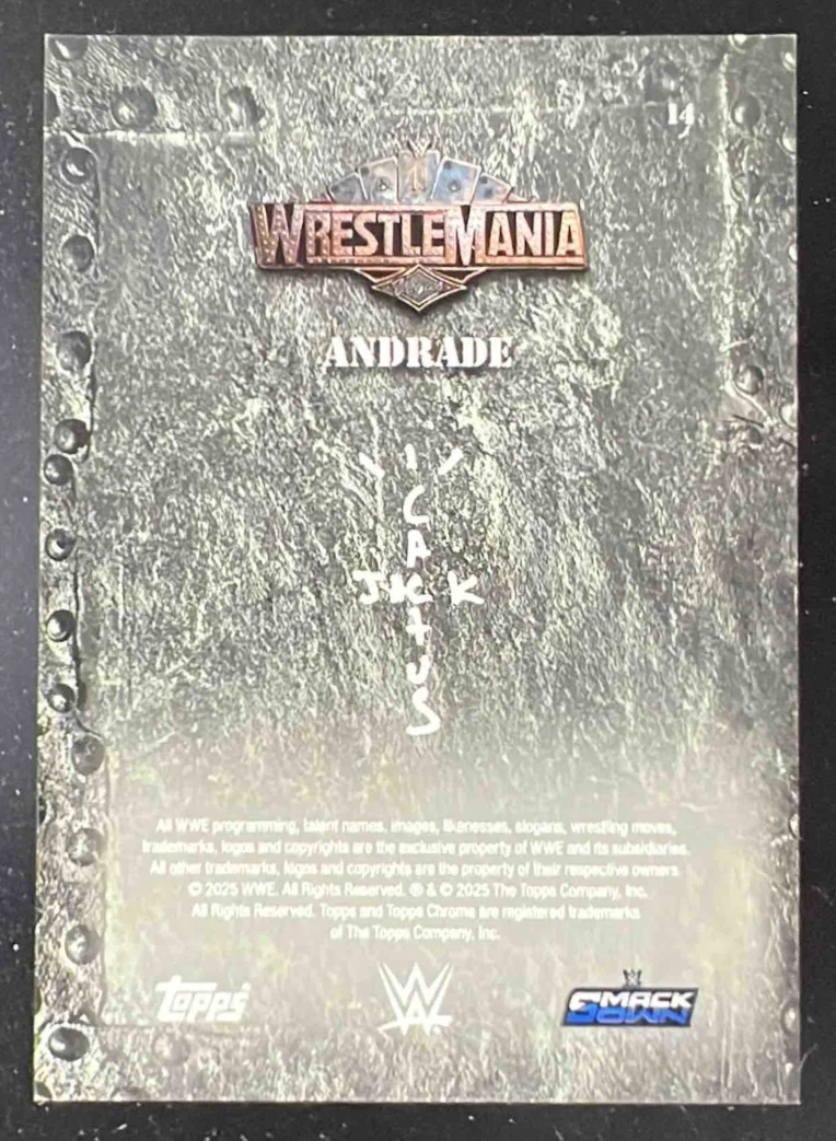 2025 Topps Chrome WWE Cactus Jack x Wrestlemania Gold Ray Wave Andrade /50 - Image 2