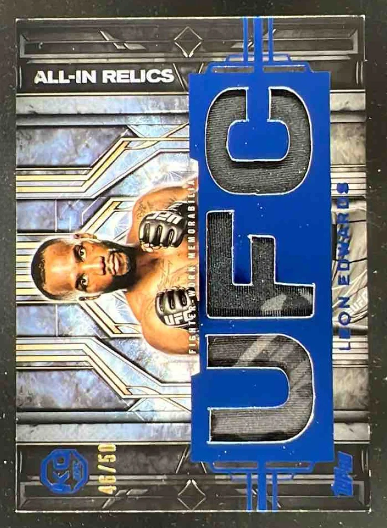 2025 Topps UFC Knockout All In Relics Blue #AIR-LE Leon Edwards /50