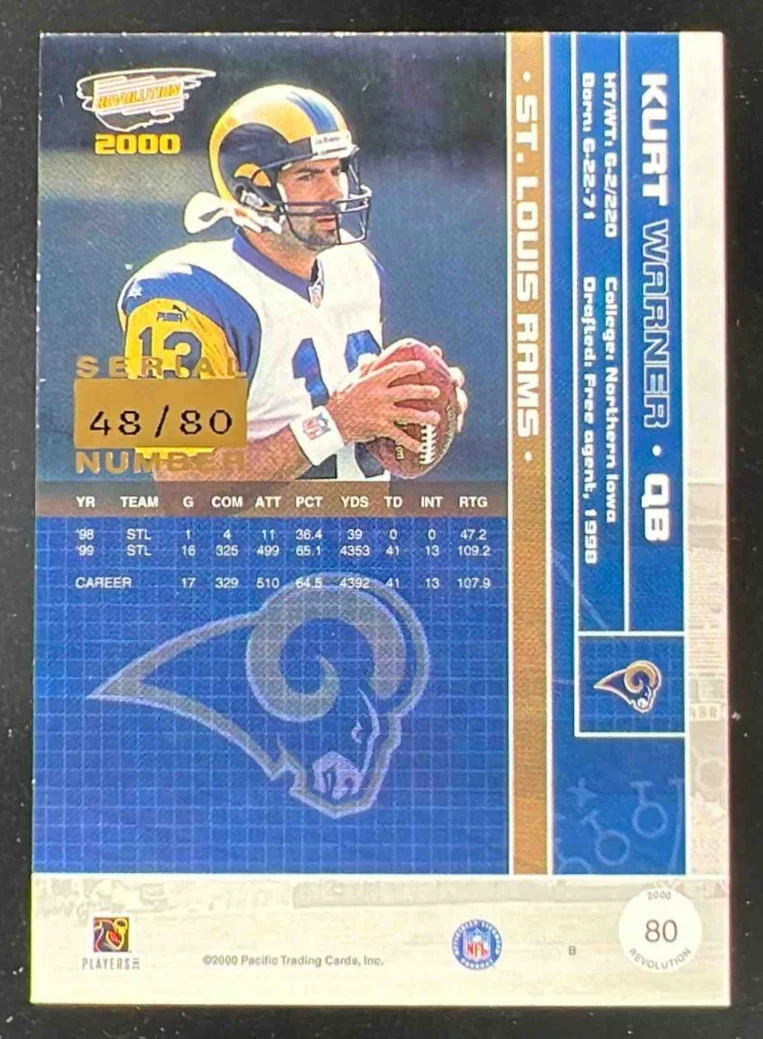 2000 Pacific Revolution Silver #80 Kurt Warner /80 - Image 2