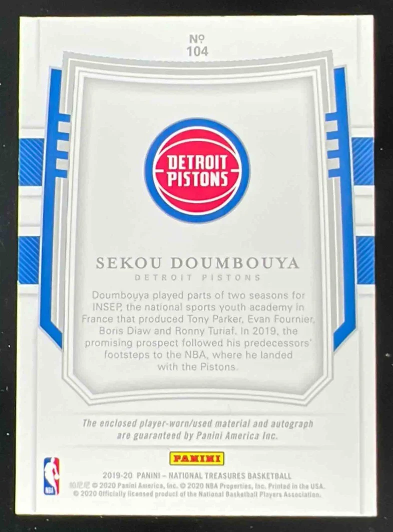 2019 National Treasures Rookie Patch Stars Stripes Sekou Doumbouya RC Auto /30 - Image 2