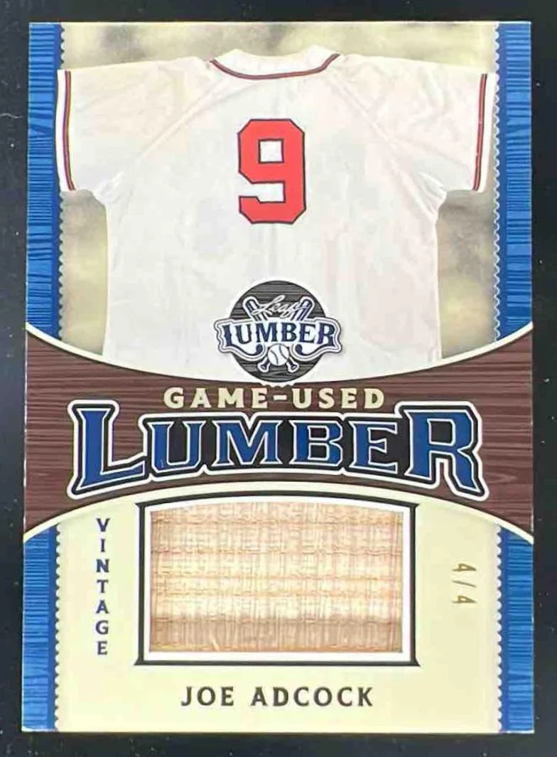 2024 Leaf Lumber Game Used Vintage Lumber Navy Blue #GUV-8 Joe Adcock /4