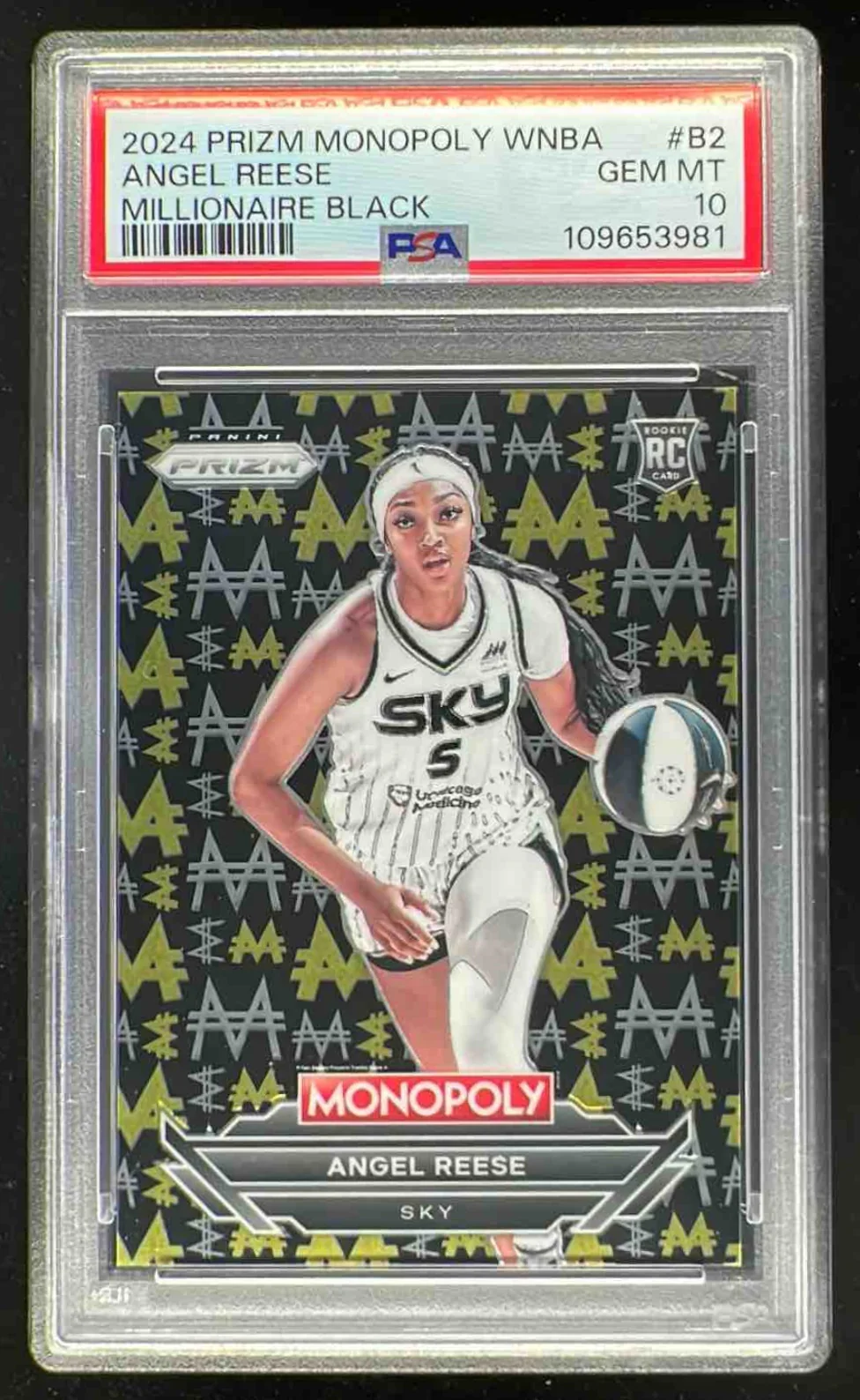 2024 Panini Prizm Monopoly WNBA Millionaire Black #B2 Angel Reese RC PSA 10