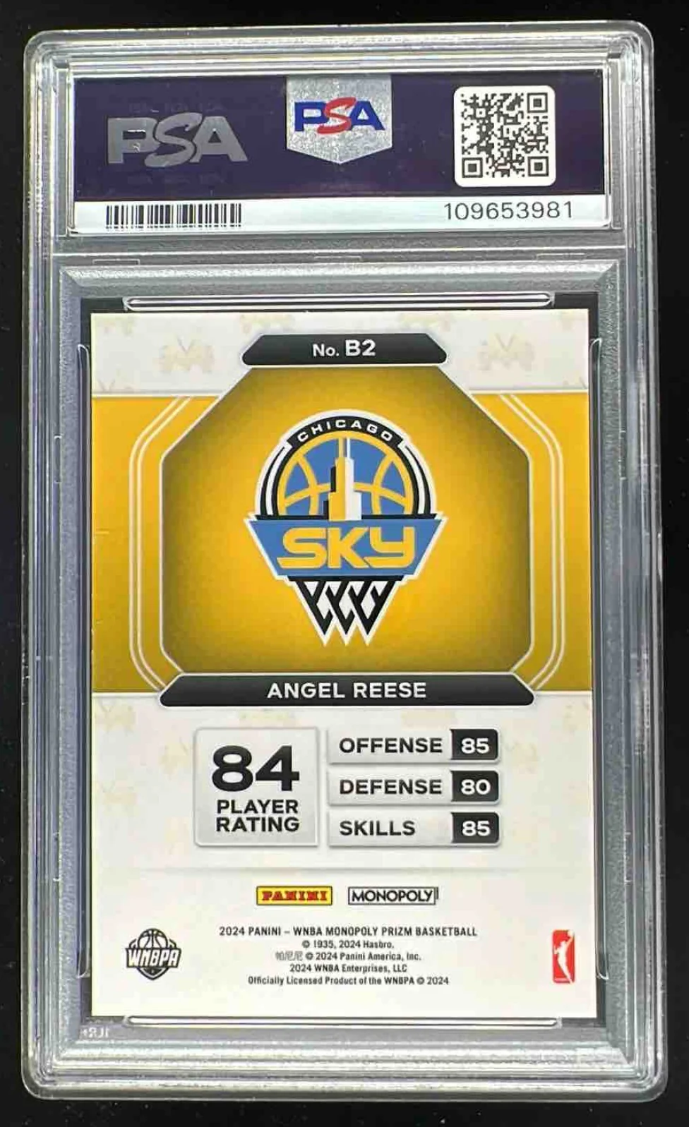 2024 Panini Prizm Monopoly WNBA Millionaire Black #B2 Angel Reese RC PSA 10 - Image 2