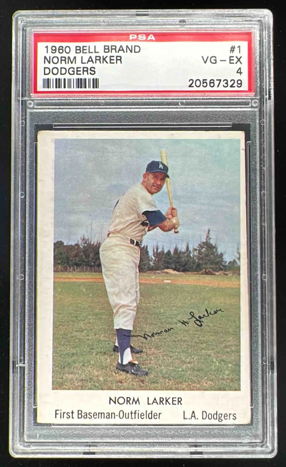 1960 Bell Brand Dodgers #1 Norm Larker PSA 4