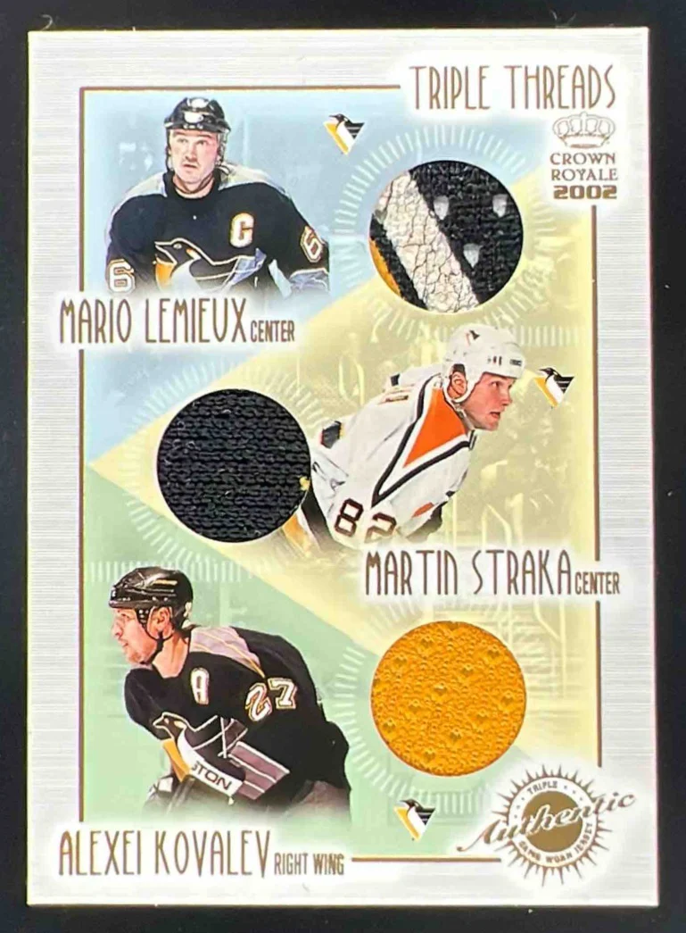 2001 Pacific Crown Royale Triple Thread Mario Lemieux Martin Straka Alex Kovalev