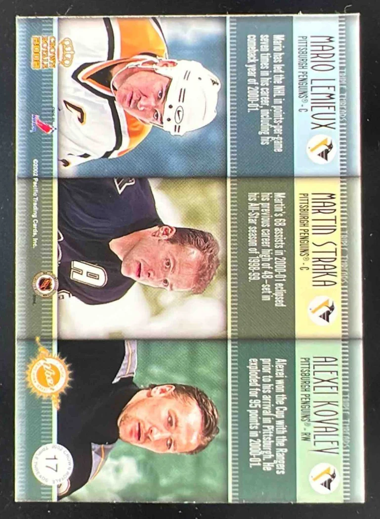 2001 Pacific Crown Royale Triple Thread Mario Lemieux Martin Straka Alex Kovalev - Image 2