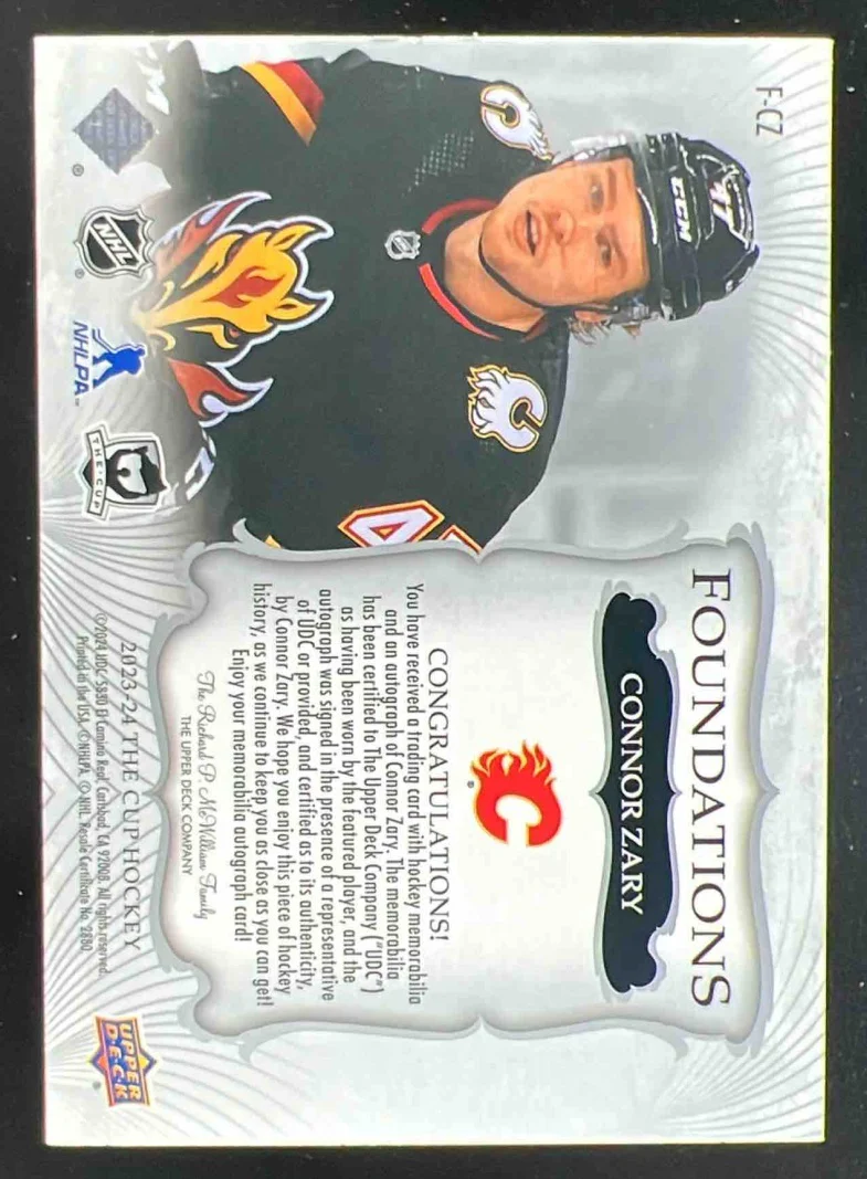 2023 The Cup Foundations Quad Jersey Auto #F-CZ Connor Zary Autograph Auto /15 - Image 2