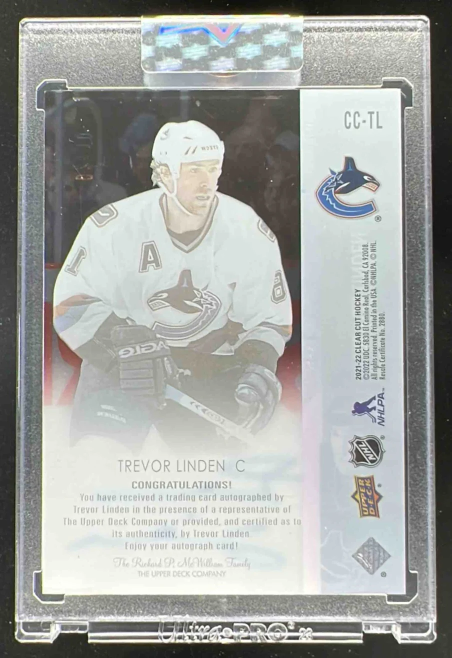 2021-22 Upper Deck Clear Cut High Gloss #CCTL Trevor Linden Auto /10 - Image 2
