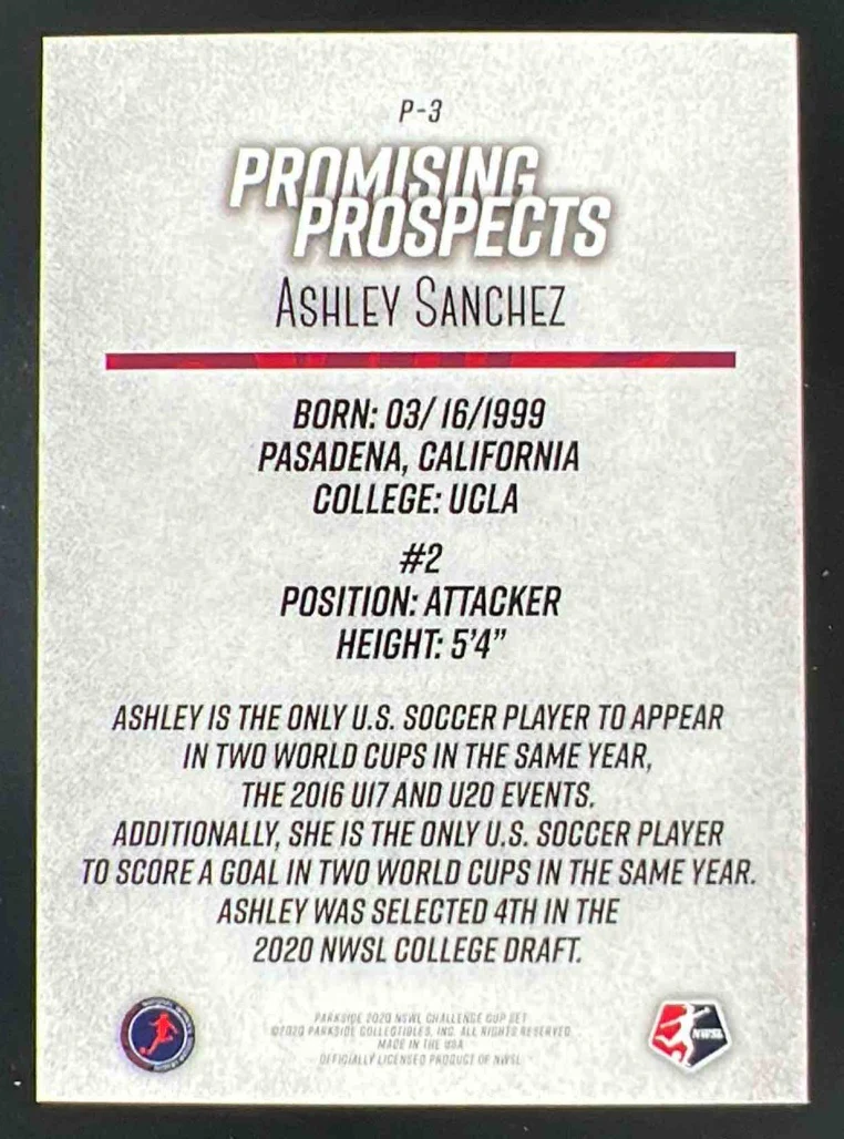 2020 Parkside NWSL Promising Prospects #P-3 Ashley Sanchez - Image 2