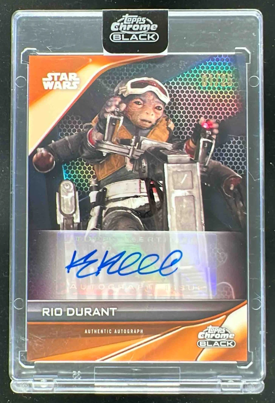 2024 Topps Chrome Black Star Wars Orange Refractor #A-KK Katy Kartwheel Auto /25