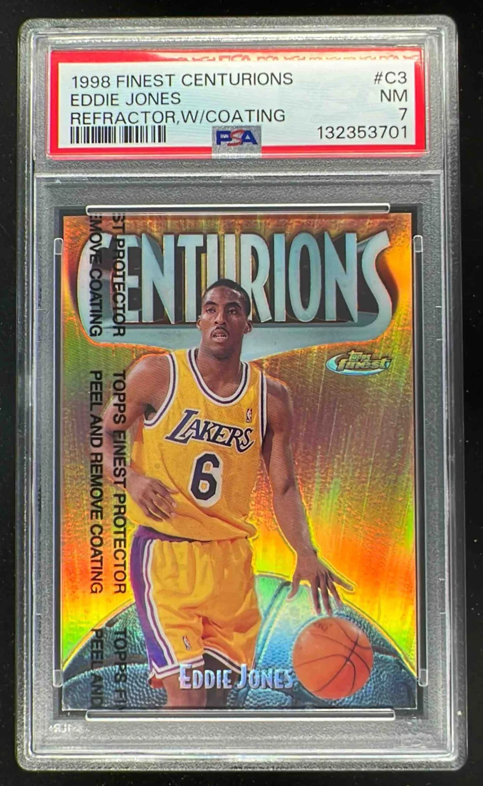 1998-99 Topps Finest Centurions Refractor #C3 Eddie Jones /75 PSA 7