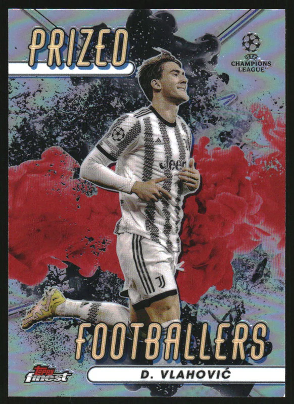 2022 Finest UEFA Prized Footballers Fusion Black Red Refractors Dusan Vlahovic