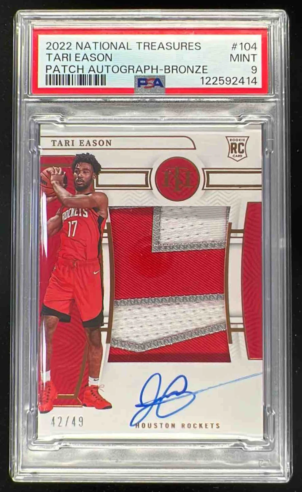 2022 National Treasures Bronze #104 Tari Eason Autograph RC Auto /49 PSA 9