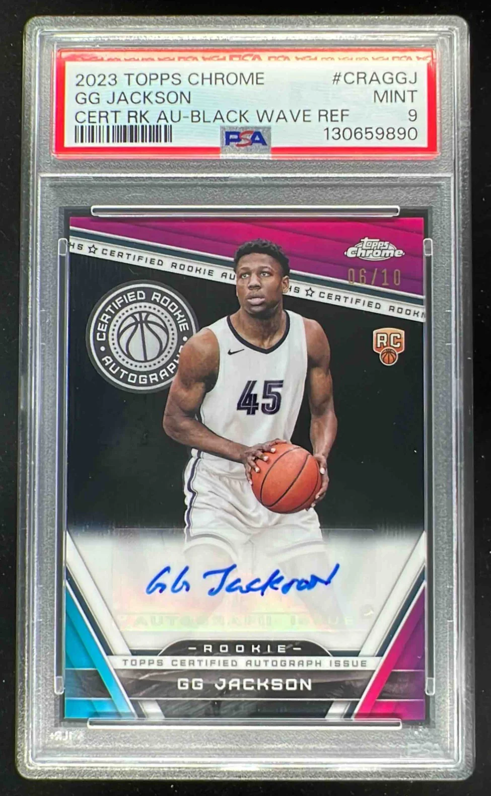 2023-24 Topps Chrome Certified Rookie Black Wave GG Jackson RC Auto /10 PSA 9