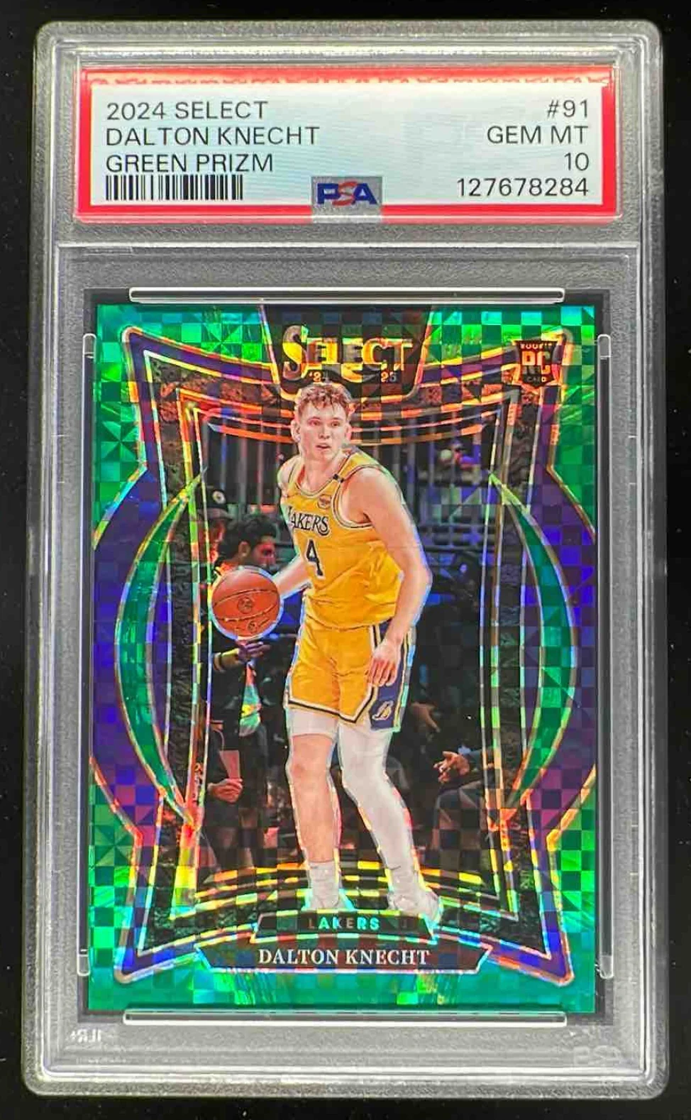 2024-25 Panini Select Concourse Green Prizm #91 Dalton Knecht RC /5 PSA 10