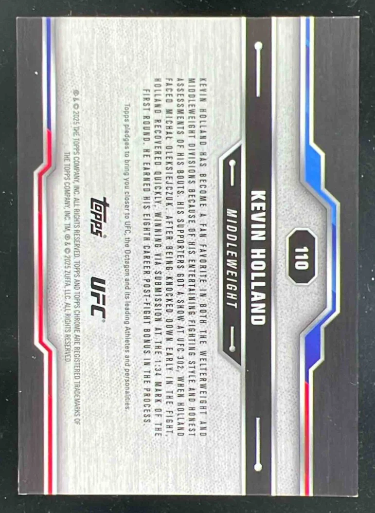 2025 Topps UFC Chrome Gold Refractor #110 Kevin Holland /50 - Image 2