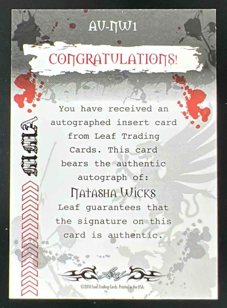 2010 Leaf Autograph Authentic Signature #AV-NW1 Natasha Wicks Auto - Image 2