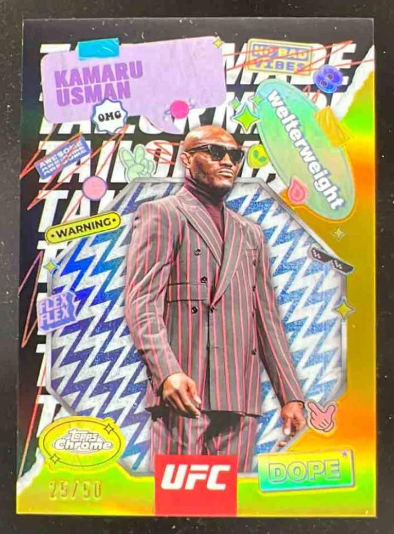 2025 Topps UFC Chrome Tailor Made Gold Refractor #TRM-2 Kamaru Usman /50
