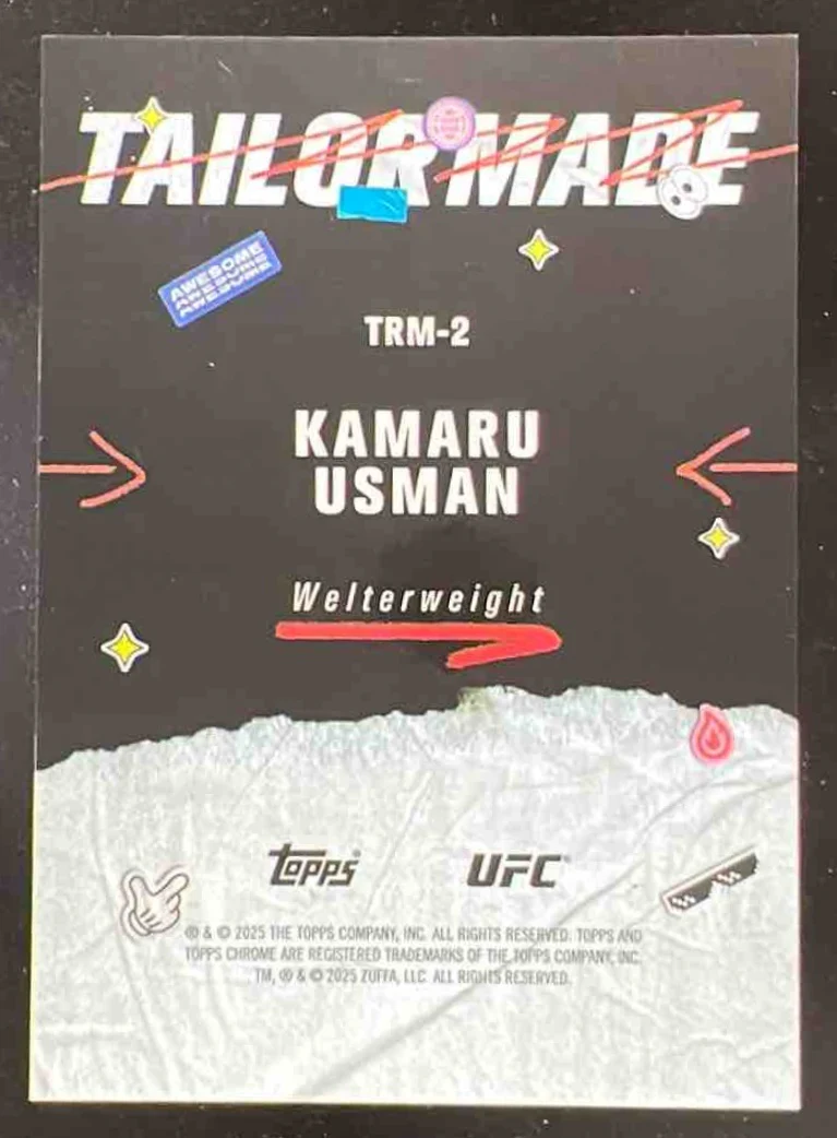 2025 Topps UFC Chrome Tailor Made Gold Refractor #TRM-2 Kamaru Usman /50 - Image 2