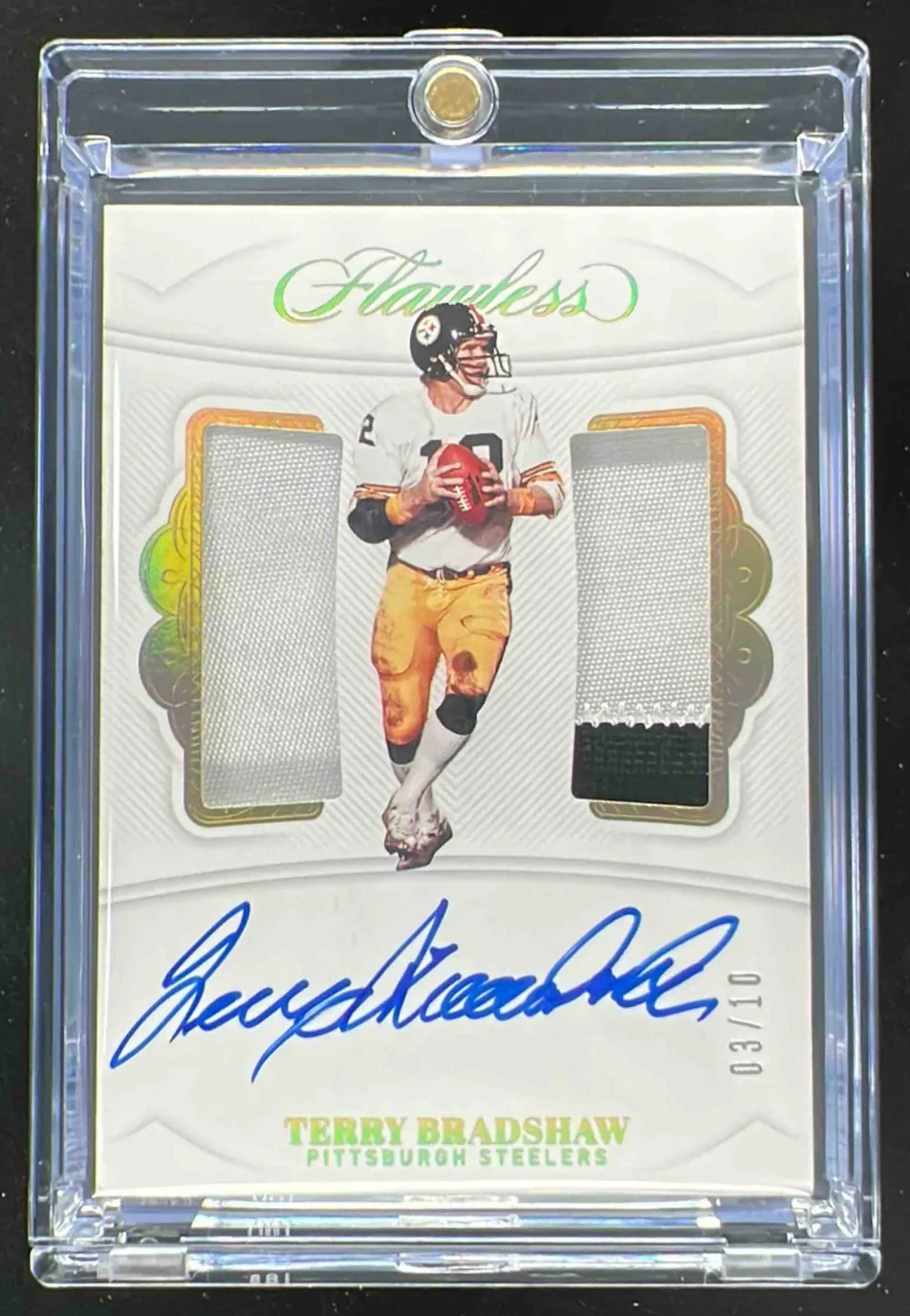 2019 Flawless Dual Patch Autographs #DPA-TB Terry Bradshaw Autograph Auto /10