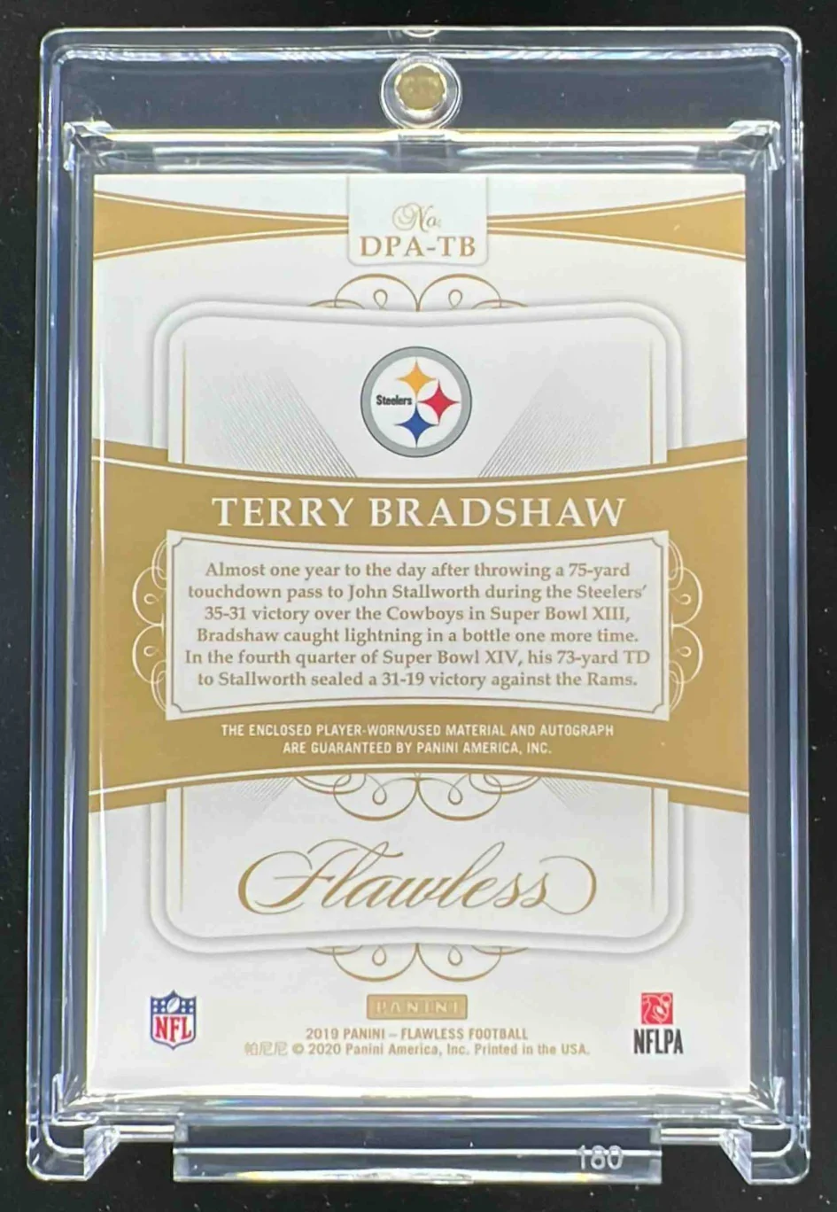 2019 Flawless Dual Patch Autographs #DPA-TB Terry Bradshaw Autograph Auto /10 - Image 2