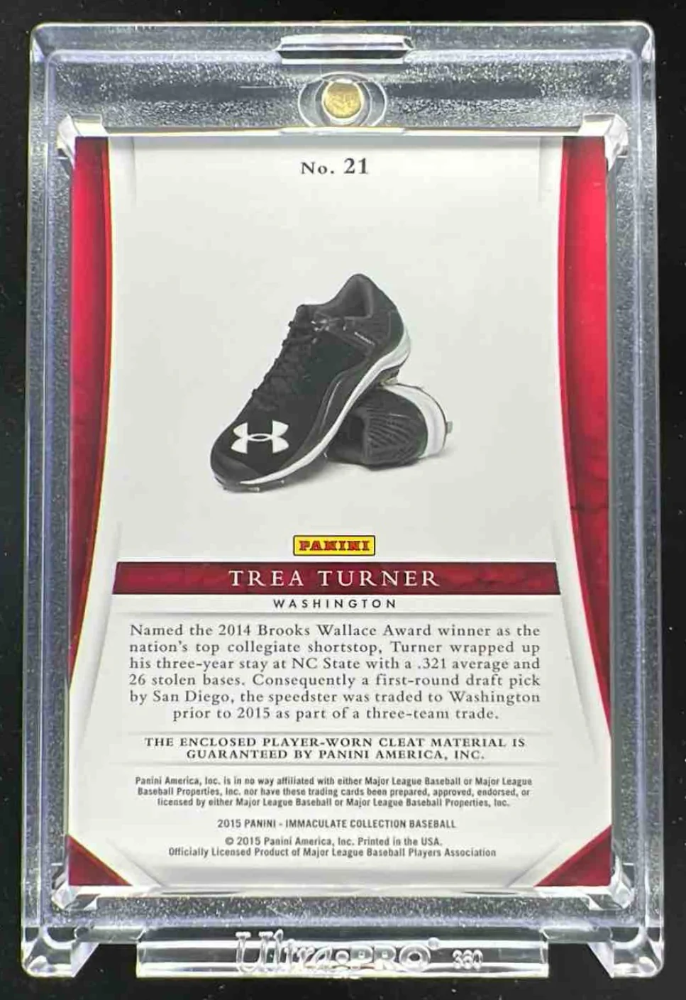 2015 Panini Immaculate Collection Cleats #21 Trea Turner 1/1 - Image 2