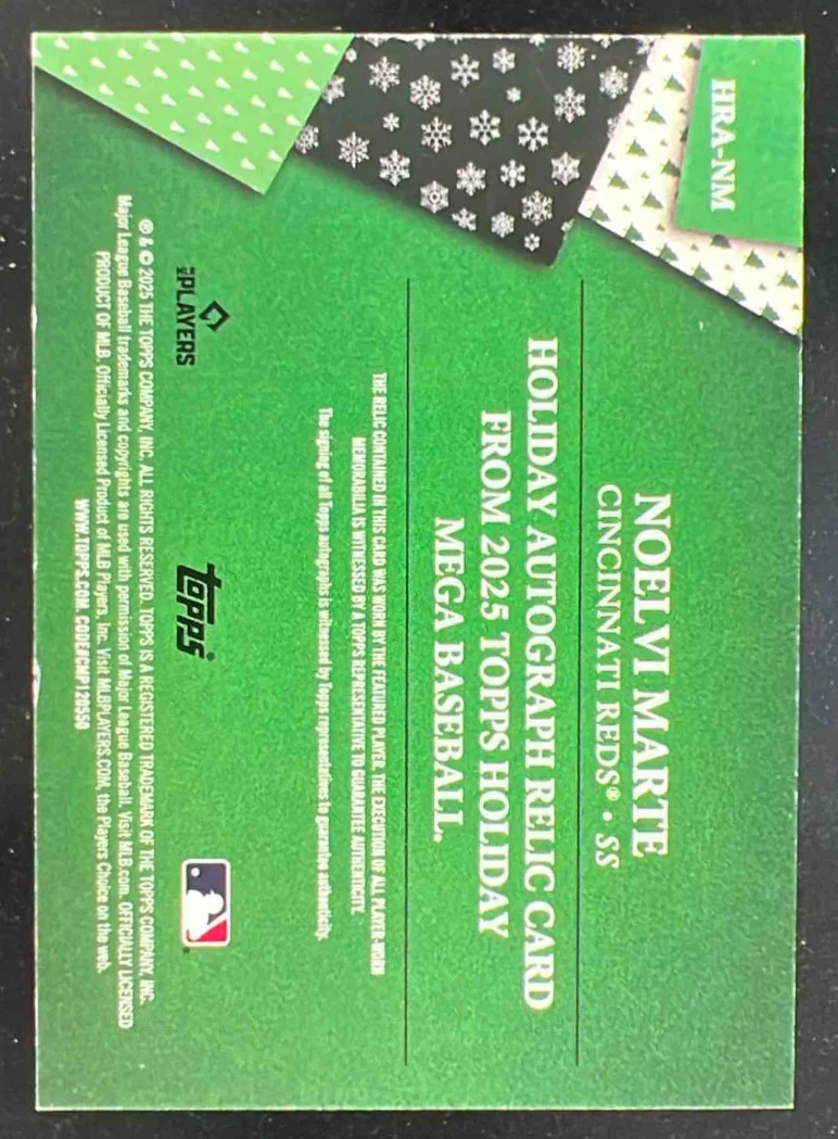 2025 Topps Holiday Holiday Relics Autographs Variation #NM Noelvi Marte Auto - Image 2