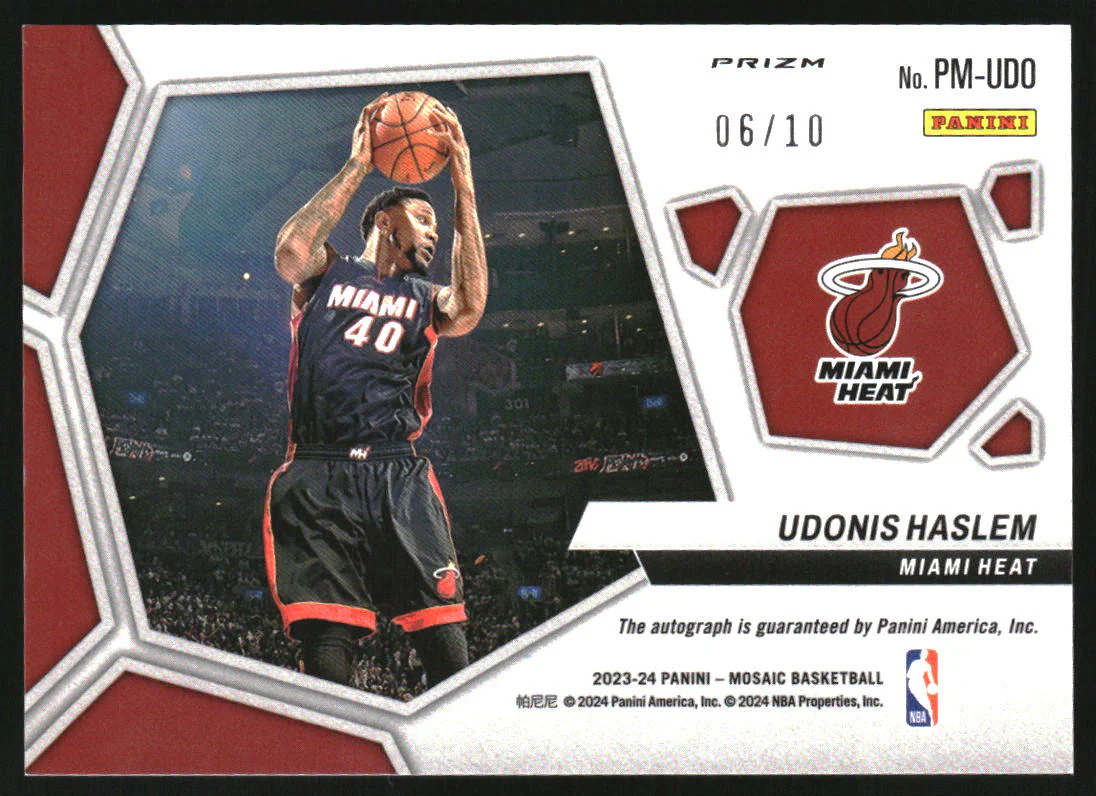 2023-24 Panini Mosaic Pictographs Mosaic Gold Udonis Haslem Auto /10 - Image 2