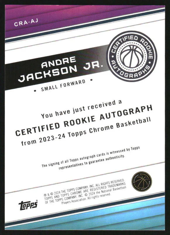 2023-24 Topps Chrome Rookie Autographs Black Wave Andre Jackson Jr. RC Auto /10 - Image 2