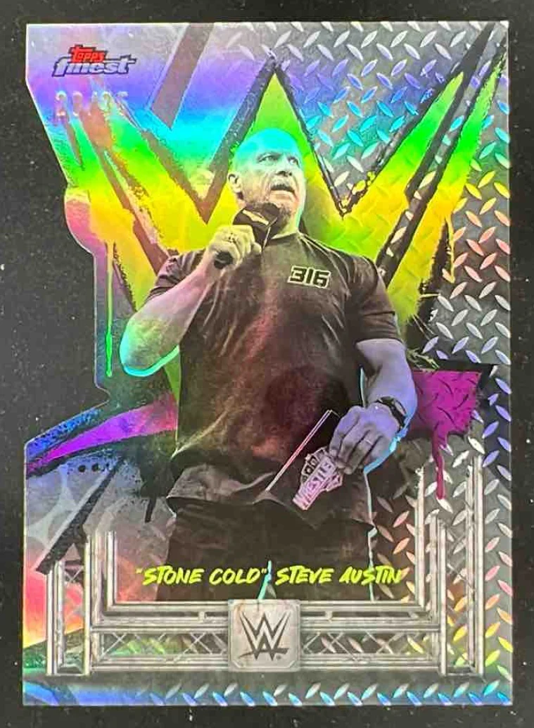 2025 Topps Finest WWE Die-Cut Refractor #102 "Stone Cold" Steve Austin /35