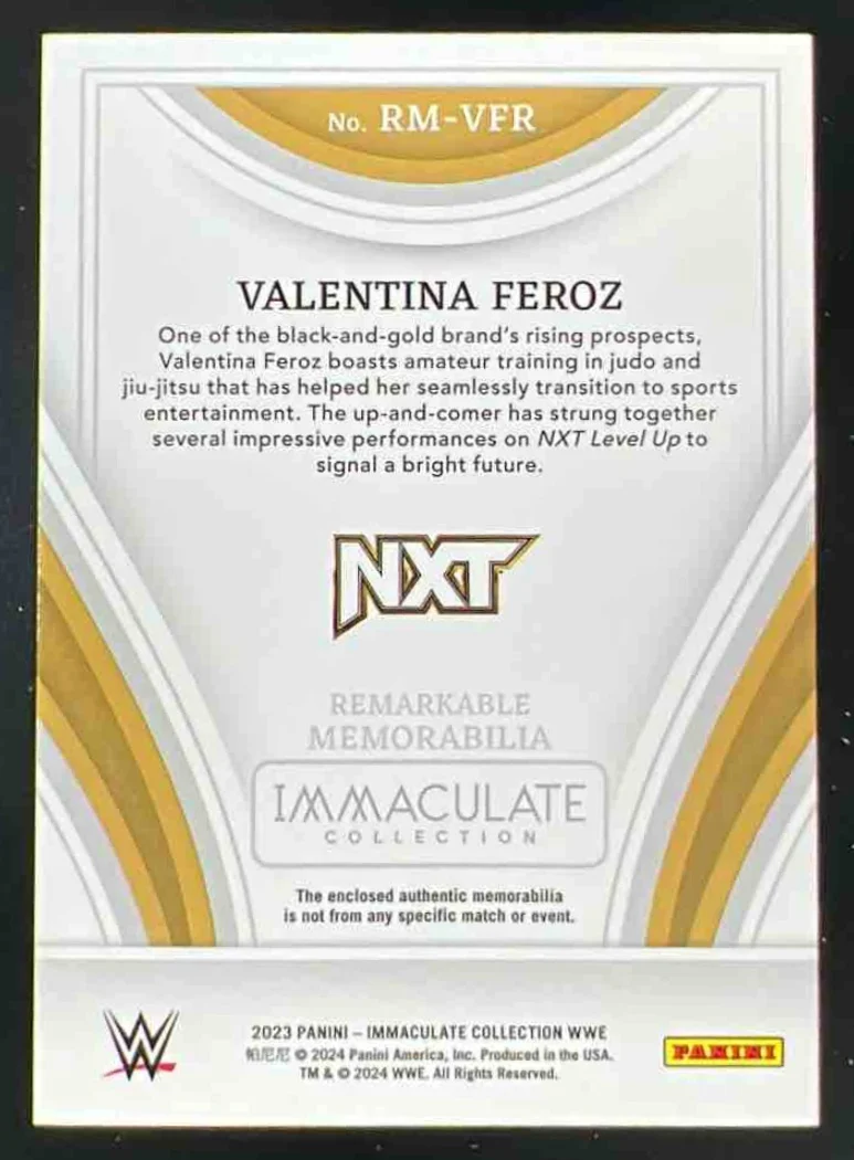 2023 Immaculate Collection Remarkable Memorabilia Gold Valentina Feroz /10 - Image 2