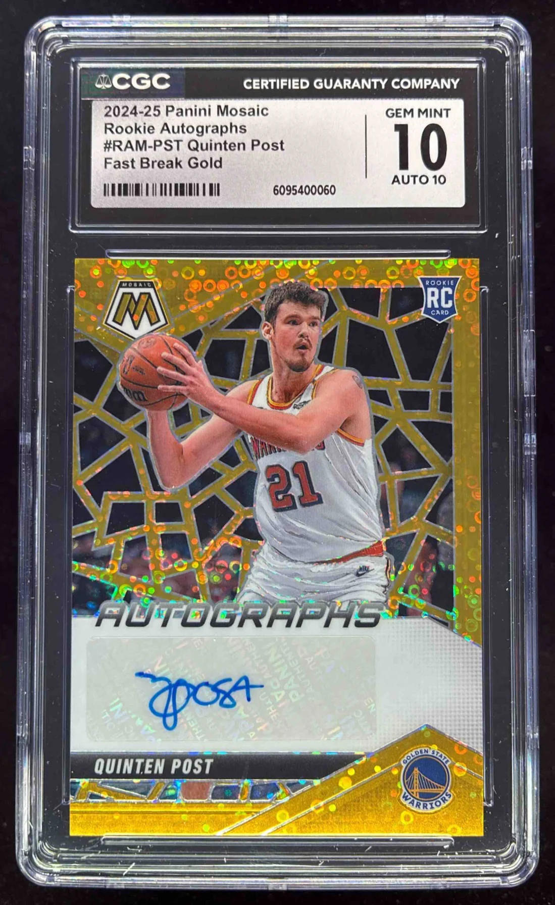 2024 Panini Mosaic Rookie Fast Break Gold #RAM-PST Quinten Post Auto /10 CGC 10